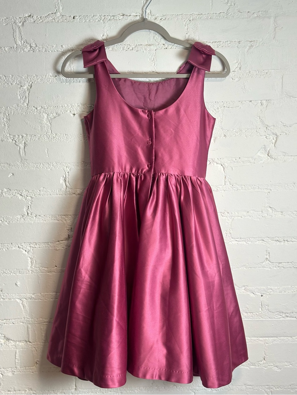 Janie & Jack Girls Satin Bow Sleeve Recital Party Wedding Dress Pink violet 12 - Picture 4 of 9